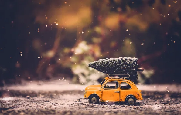 Машина, праздник, игрушки, ёлка