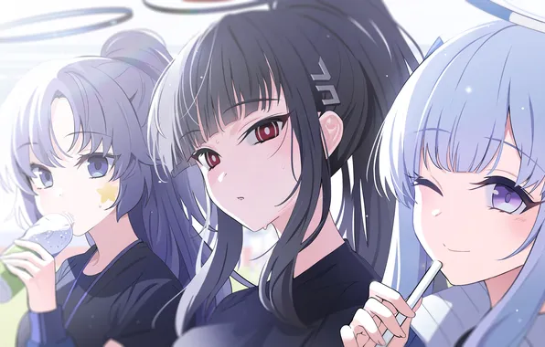 Blue archive, Tsukatsuki Rio, Hayase Yuuka, Ushio Noa