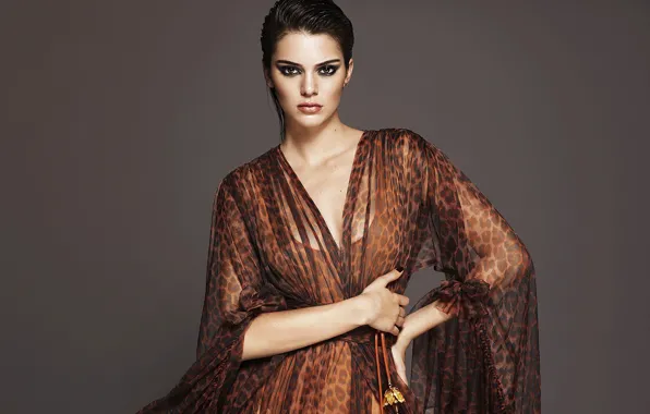 Взгляд, девушка, фон, модель, макияж, брюнетка, красивая, Kendall Jenner