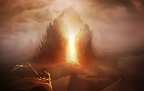 Картинка fire, Diablo 3, mountain, Diablo III, Diablo, lava, warrior