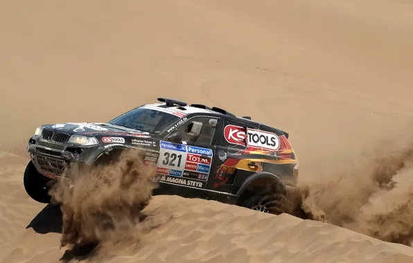 Песок, Авто, Черный, BMW, Пустыня, Гонка, Rally, Dakar