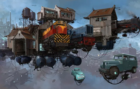 Картинка транспорт, платформа, постройки, trains, Serie Universo Chatarra