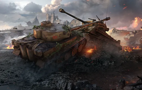 Картинка WoT, World of Tanks, Мир Танков, Wargaming Net, Sherman Fury, Tiger 131