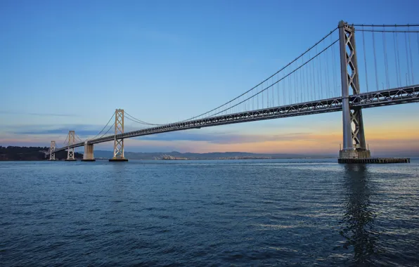 River, bridge, water, dusk, Bay Bridge