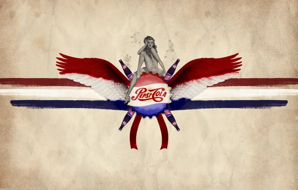 Девушка, крылья, напиток, Пепси-кола, Pepsi-Cola