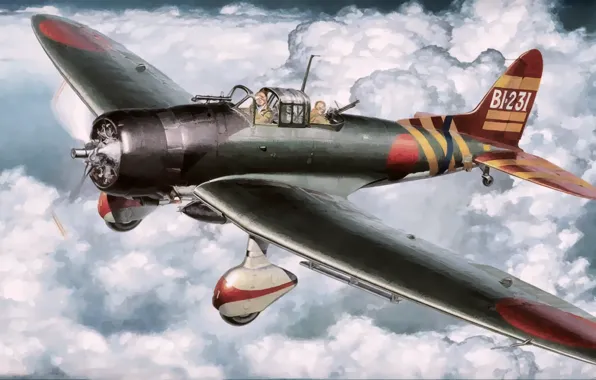 Bomber, war, art, airplanes, ww2, japanese bomber, japanese aircraft, aviation art