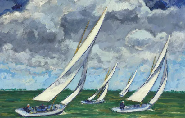 Спорт, картина, яхта, парус, морской пейзаж, Kees van Dongen, Регата