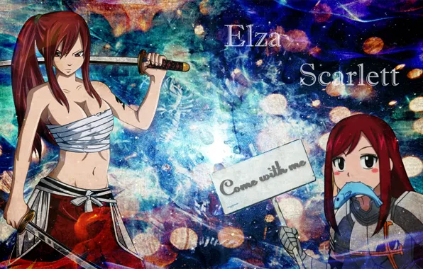 Меч, fairy tail, эльза алая, хвост феи, erza scarlet