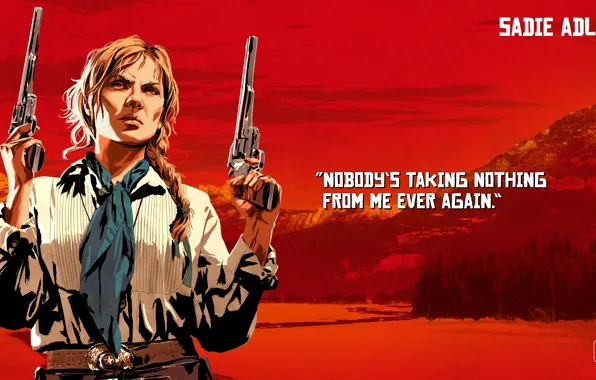 Картинка девушка, оружие, пистолеты, Red Dead Redemption 2, Sadie Adler