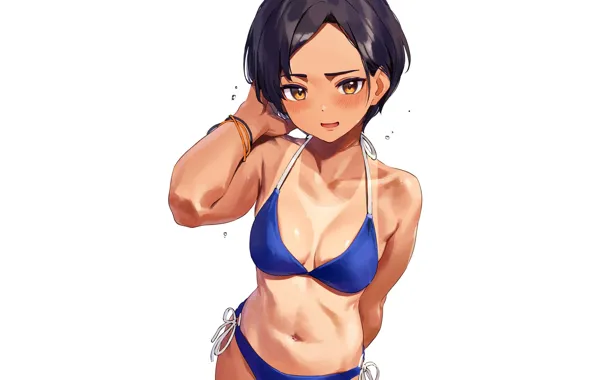 Sexy, Anime, girls, short hair, bikini, tan, tanned