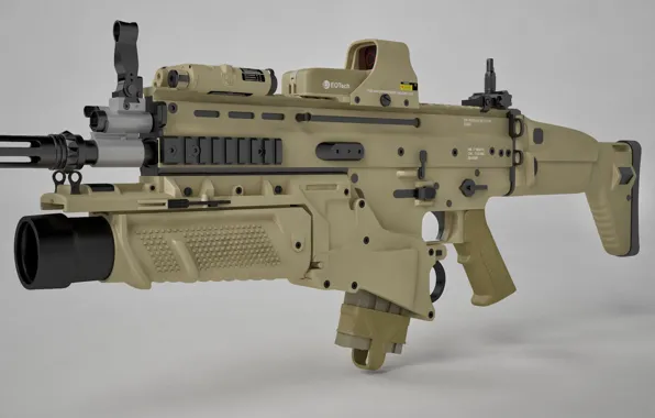 Gun, rifle, assault rifle, FN Scar, ordnance, FN Herstal Belgium, grenade launcher, art in weapon …