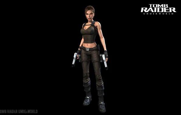 Девушка, пистолеты, сапоги, Tomb Raider, топ, Лара Крофт, чёрный фон, штаны