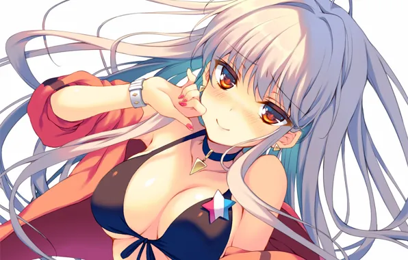 Girl, sexy, cleavage, long hair, boobs, anime, beautiful, pretty