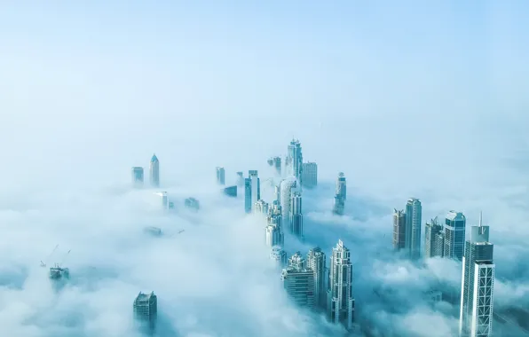 Fog, dubai, mist, burjkhalikfa