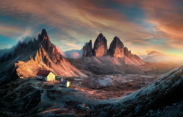 Italy, sunset, Dolomites