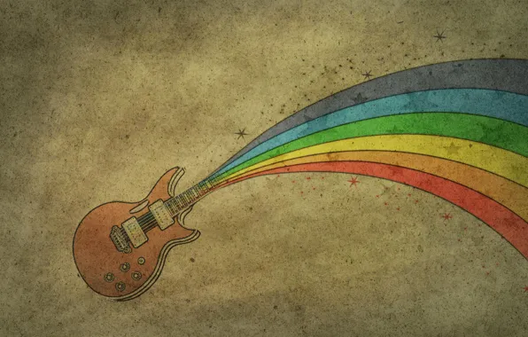 Картинка рисунок, гитара, радуга, rainbow, guitar