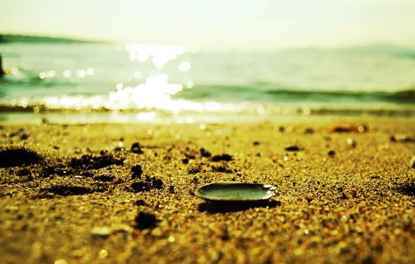 Песок, море, пляж, лето, вода, макро, свет, блеск