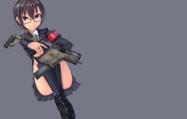 Girl, gun, weapon, anime, pretty, japanese, bishojo, Kriss