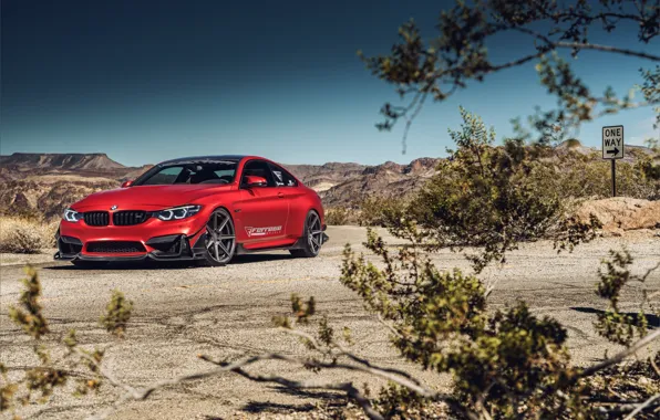 Картинка авто, красный, природа, дизайн, BMW M4