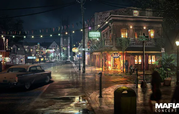 Машина, город, арт, Mafia 3