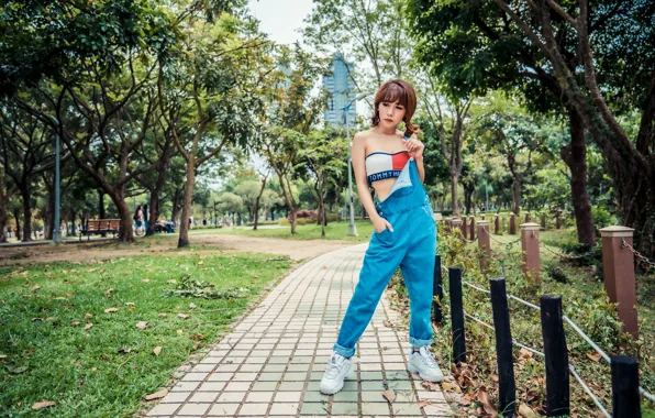 Девушка, поза, азиатка