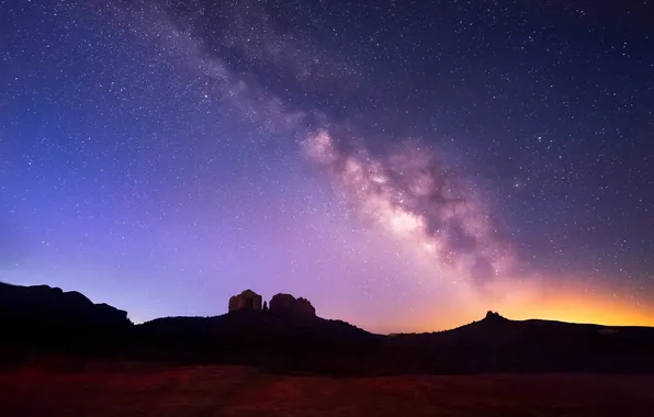 Горы, пустыня, долина, млечный путь, Arizona