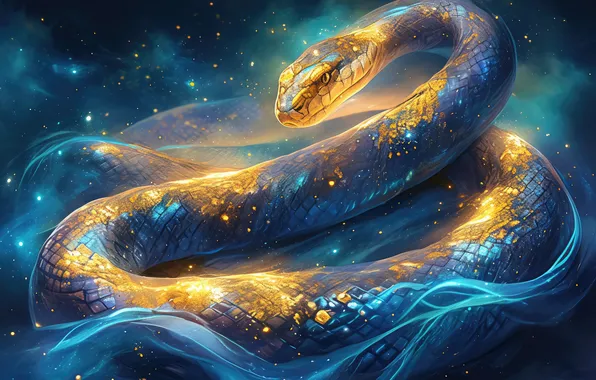 Змея, Рептилия, Животное, Цифровое искусство, ИИ-арт, Искусство искусственного интеллекта, Нейросеть