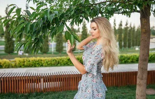 Картинка beauty, blonde, blue dress, Георгий Дьяков