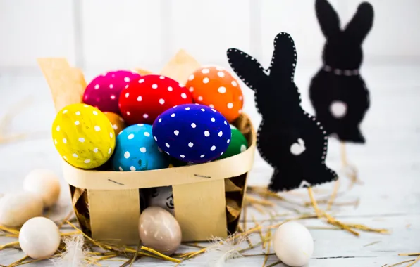 Картинка colorful, Пасха, happy, spring, Easter, eggs, holiday, bunny