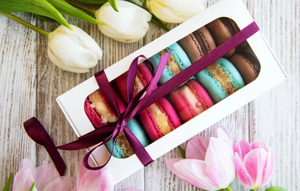 Colorful, тюльпаны, pink, tulips, macaroons, macaron, макаруны