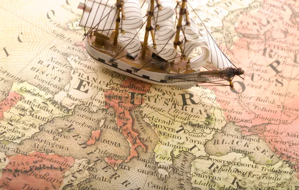 Корабль, карта, европа, europa, морская тема