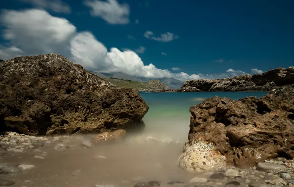 Картинка море, скалы, Италия, Cala Bianca