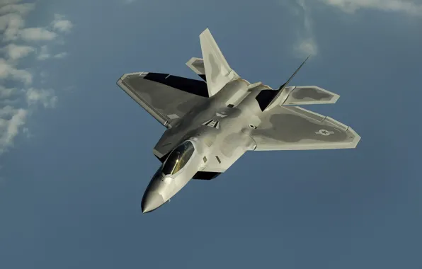 Картинка небо, мощь, истребитель, американец, f-22-raptor