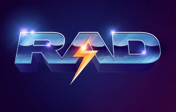 Блики, молния, неон, шрифт, 80s, neon, Rad, 80s neon style
