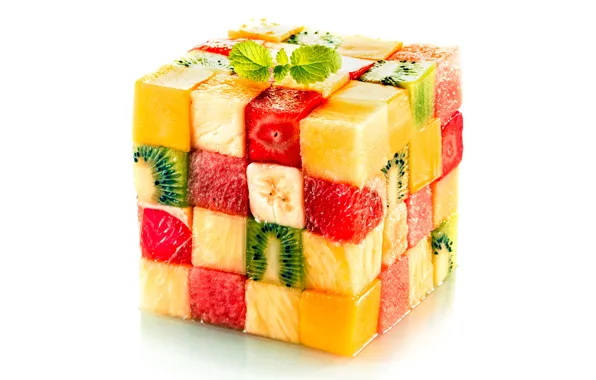 Картинка кубики, кусочки, куб, фрукты, design, fruits, cube