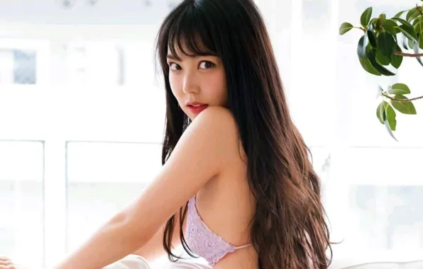 Girl, sexy, cleavage, long hair, boobs, smile, beautiful, pretty