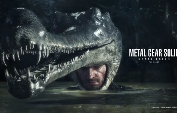Картинка вода, маска, шлем, камуфляж, MGS, аллигатор, Metal Gear Solid 3: Snake Eater, big boss