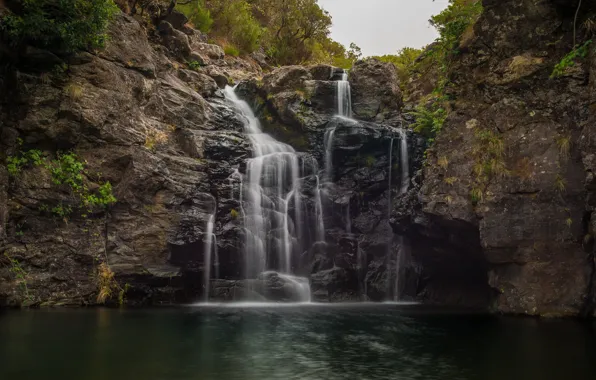 Картинка скалы, водопад, Португалия, Portugal, Paul Da Serra, Madeira Islands