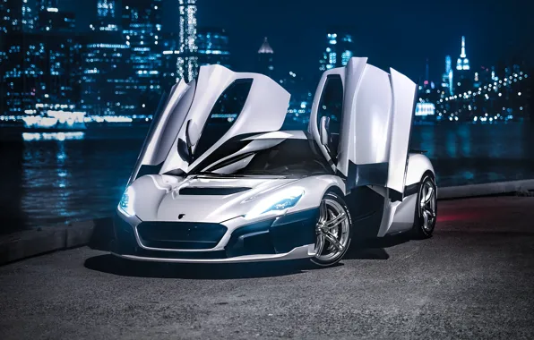 White, Rimac, doors up, Concept Two, Rimac C_Two