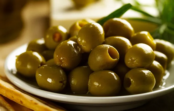 Макро, тарелка, оливки