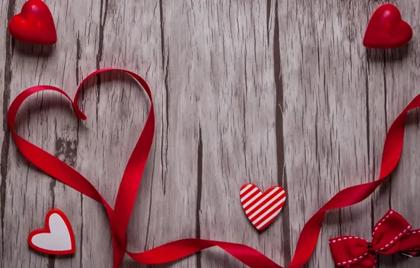 Лента, red, love, romantic, hearts, valentine`s day