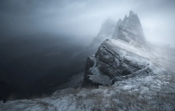 Картинка зима, снег, горы, скалы