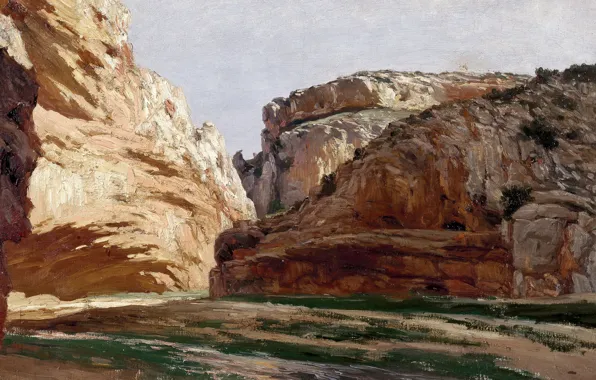 Картинка пейзаж, картина, Карлос де Хаэс, Ущелье Хараба в Арагоне