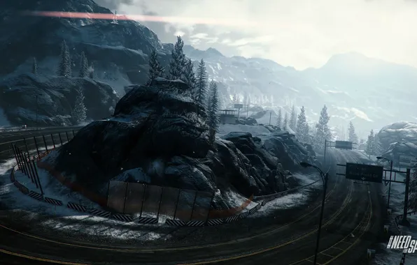 Зима, дорога, снег, горы, гонка, NFS, Need For Speed, rivals