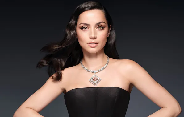 Поза, фон, портрет, актриса, брюнетка, красотка, Ana de Armas, Ана де Армас