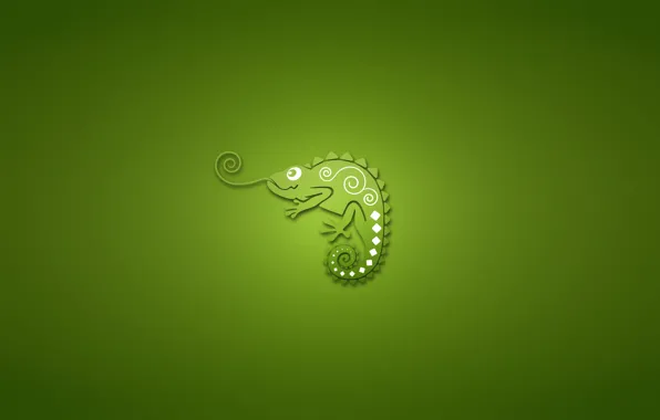 Хамелеон, минимализм, зеленый фон, chameleon