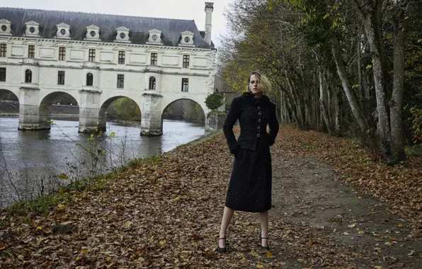 Франция, Девушка, Деревья, Дом, Kristen Stewart, Кристен Стюарт, France, Chateau de Chenonceau