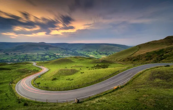 Дорога, пейзаж, природа, равнина