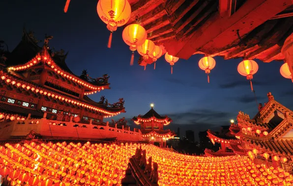 Бумага, фонарики, Kuala Lumpur, Malaysia, Thean Hou Temple