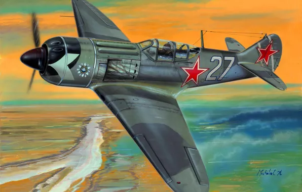 Истребитель, Ла-7, ВВС РККА, Боевой самолёт, Радиальный двигатель АШ-82ФН, Лавочкин Ла 7